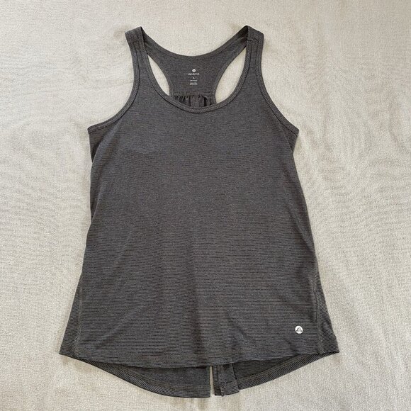Apana Women’s Large Tie Back Tank Top Gray Striped Racerback Activewear Yoga - Picture 8 of 11